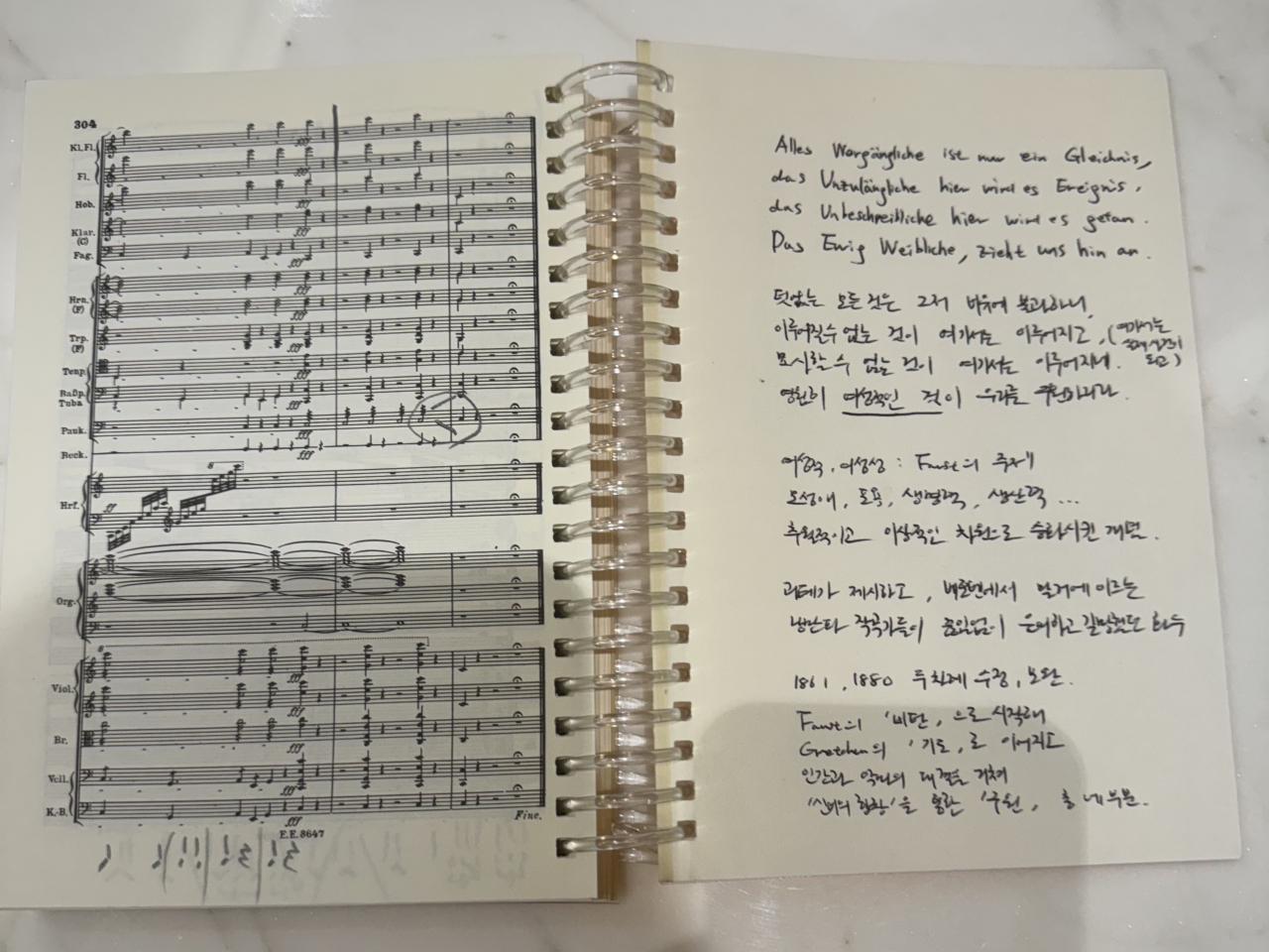 Conductor Choi Soo-yeoul's "Faust Symphony" sheet music. (Park Ga-young/The Korea Herald)