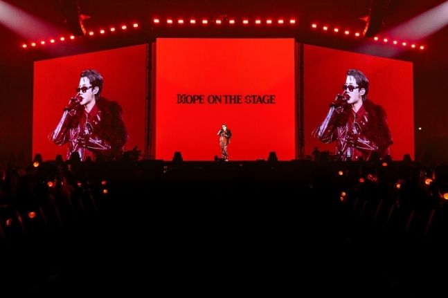 J-Hope performs at the KSPO Dome, Seoul, Sunday. (Big Hit Music)
