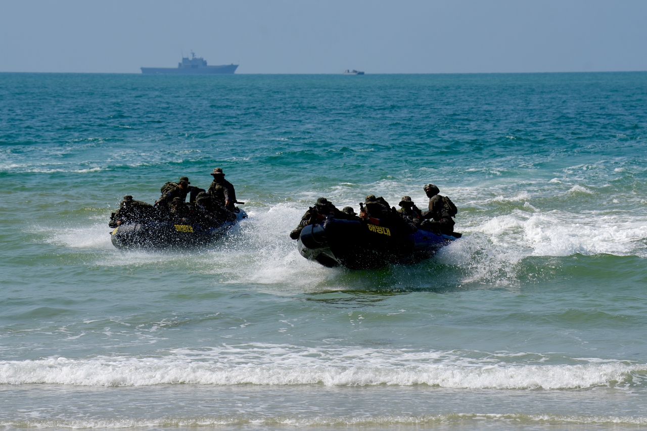South Korean troops take part in the annual Cobra Gold exercise in Thailand, in this photo provided on Tuesday. (Korea Marine Corps)
