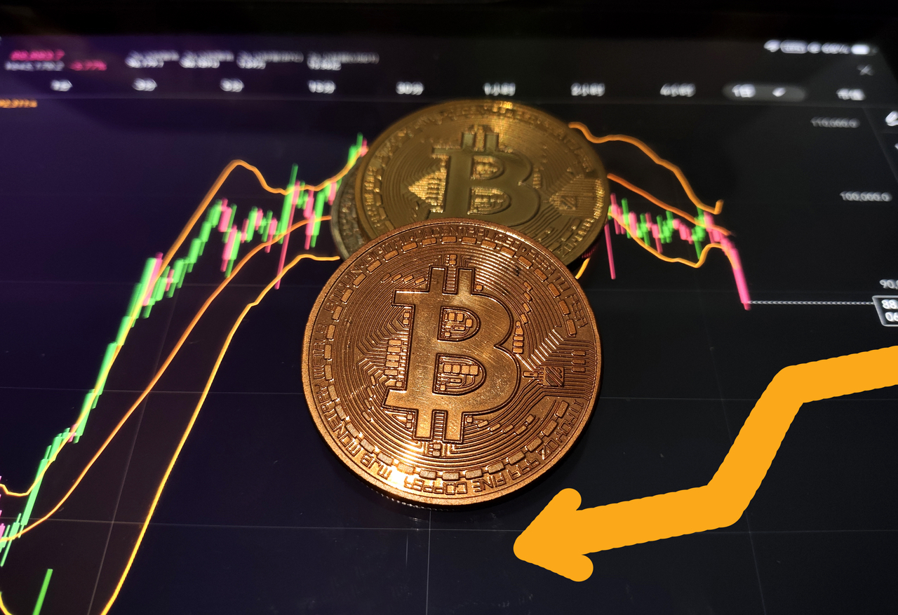 An illustration shows a decline in the value of bitcoin (Getty Images)