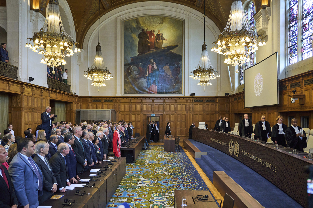 Judges enter the International Court of Justice, or the World Court, in The Hague, the Netherlands, July 19, 2024. (File Photo - AP)