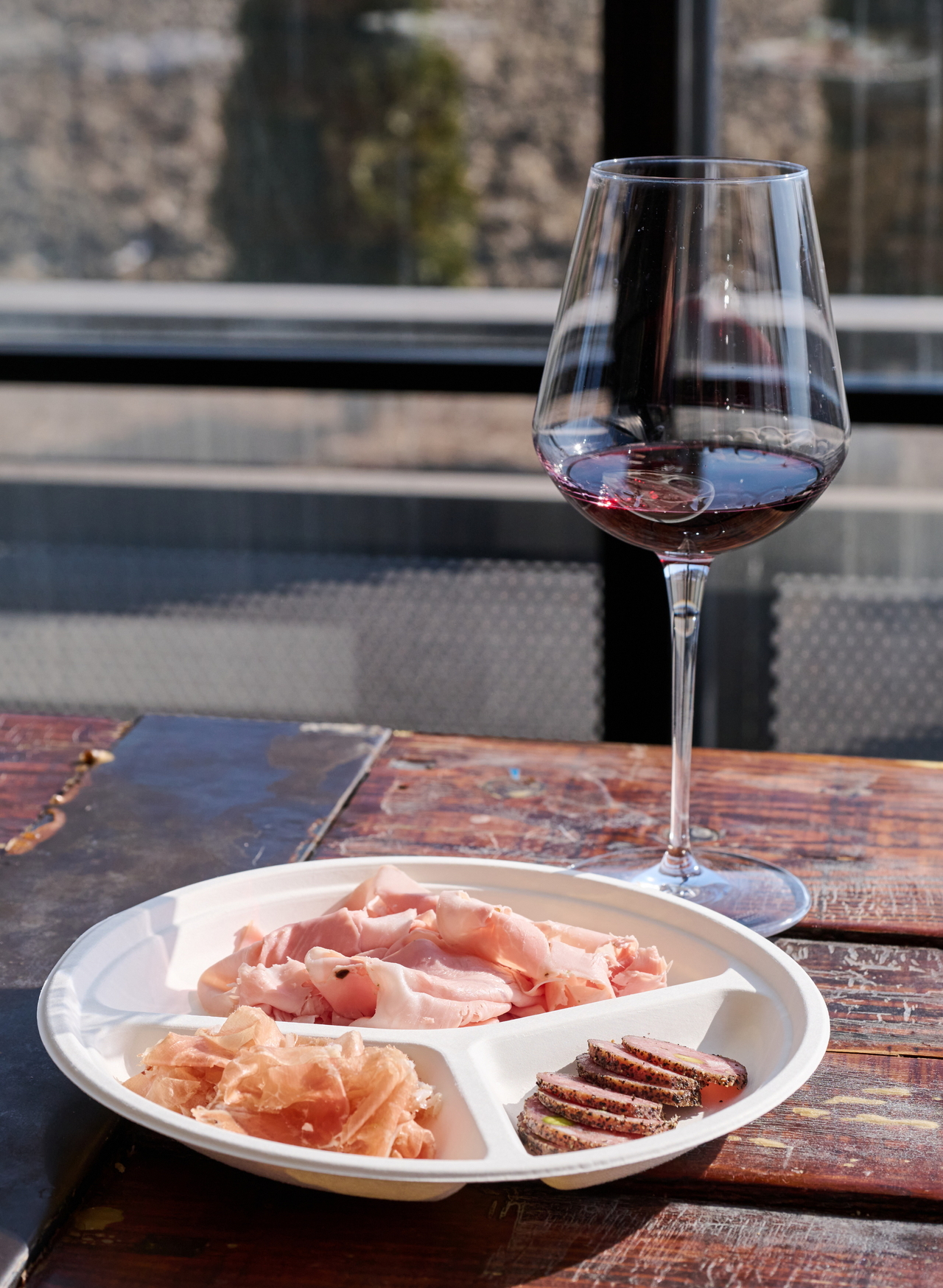 A dish of jambon, jamon and salami with wine at The Chop Shop in Namwon, North Jeolla Province (GnC21)