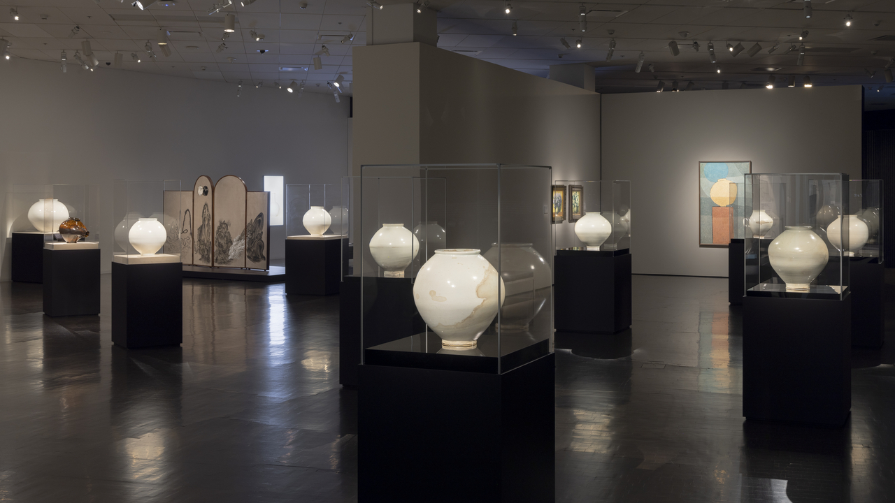 An exhibition view of “Lunar Phases: Korean Moon Jars” at the Denver Art Museum, Colorado (National Museum of Korea)