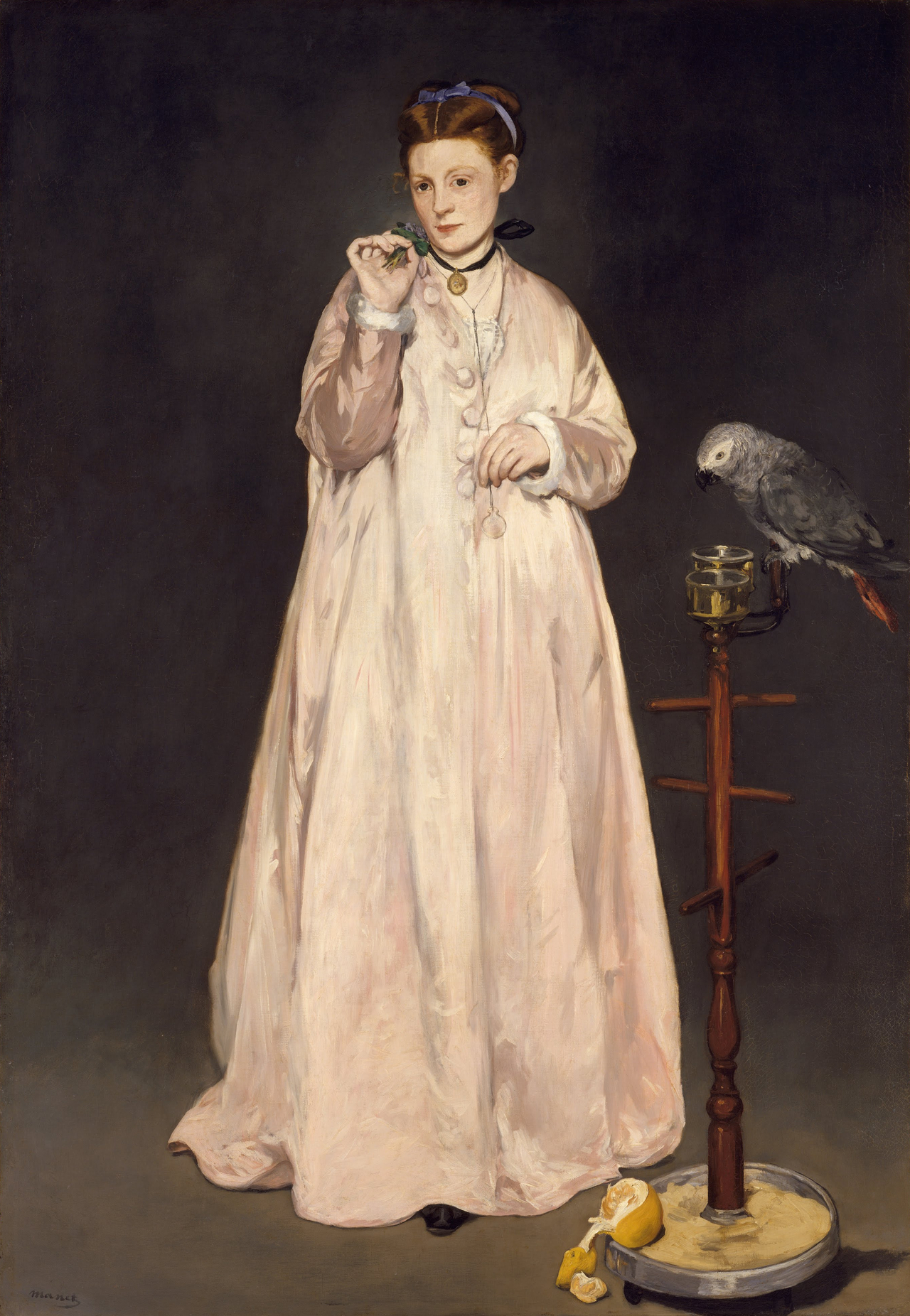 에두아르 마네, 숙녀와 앵무새, 1866, 캔버스에 유채, 185.1x128.6cm, 메트로폴리탄 미술관
이 또한 모델은 빅토린이다.